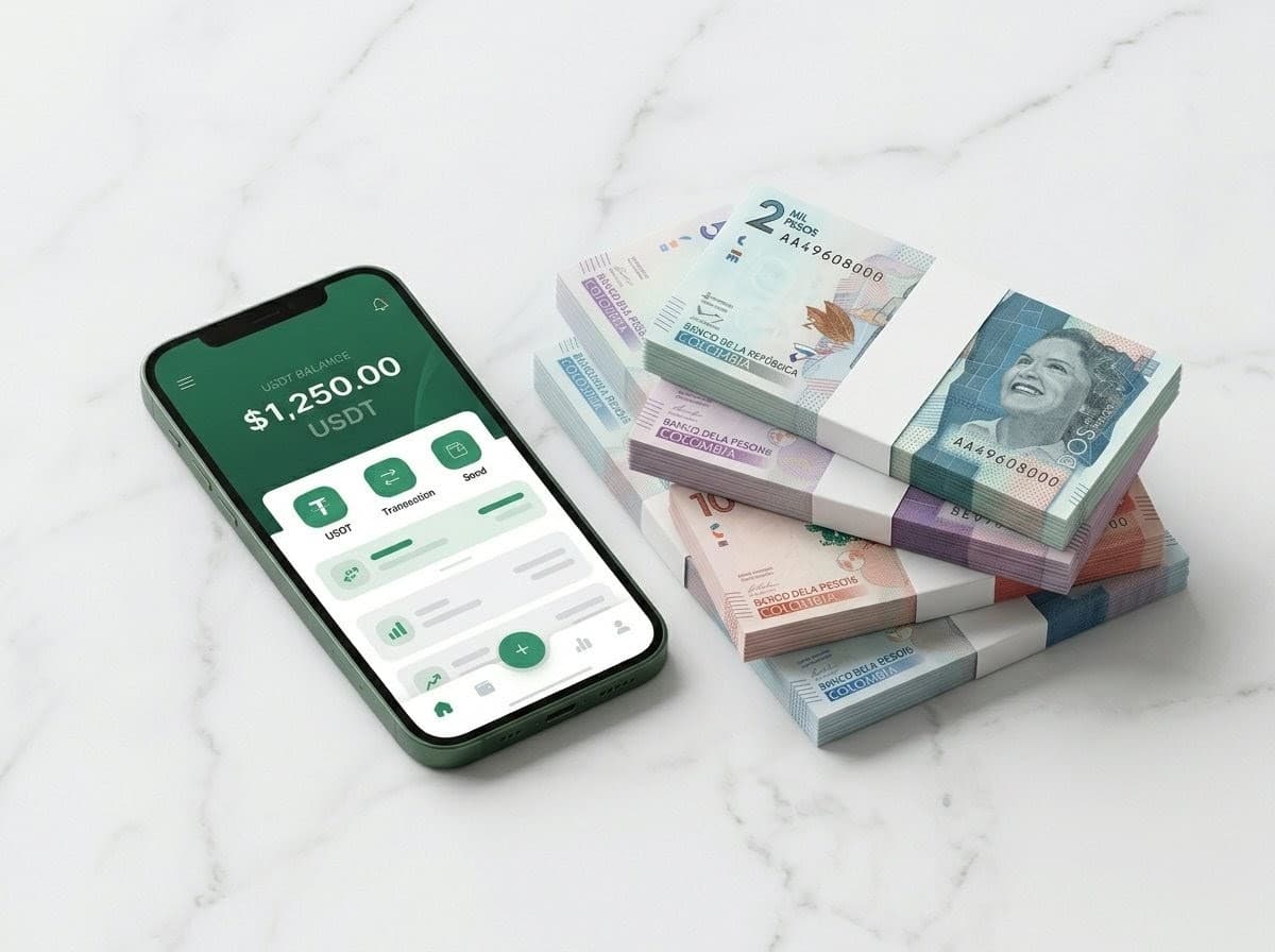 Persona realizando un cambio de USDT en Medellín